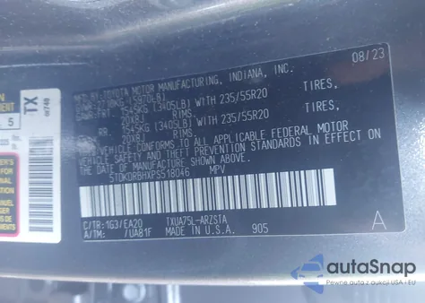 2023 Toyota Highlander Xse from USA, damaged, VIN 5TDKDRBHXPS518046